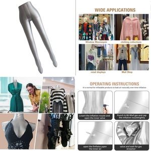 Inflatable Mannequin lower body NEW IN PKG silver tone-great for resellers!